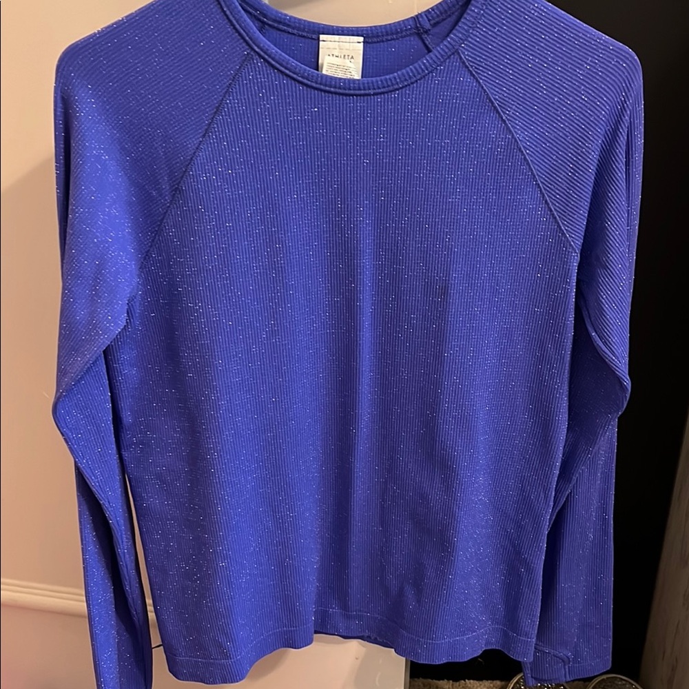 Athleta Girl Royal Blue with Silver Shimmer Long Sleeve Top